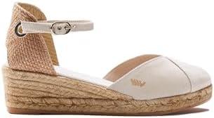 Viscata Pubol Espadrille Canvas Low Wedges with Ankle Strap Spain Handmade 2” Heel Women's Sandals with Breathable Organic Cotton Canvas and 100% Natural Jute for all Occasions: Casual, Work, Party Size 39 (8.5)