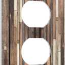 Outlet Covers Rustic Wood Barn Door Brown Vintage Hardwood 1 Gang Duplex Light Switch Cover Plate Decorative Wall Plates Electrical Switchplate Receptacle Cover for Farmhouse Home Decor
