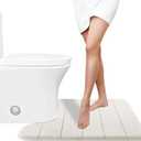 Yimobra Memory Foam Toilet Bath Mat U-Shaped, Commode Contour Rug, Soft and Comfortable, Super Water Absorbent, Non-Slip, Thick, Machine Wash Bathroom Commode Contour Rug, 24 X 20 Inches, Cream