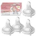Nenesupply 4pc NaturalFit Baby Bottle Nipples. Level 2 Flow 2 Size S Nipple for 1 Month+ New Born Babies. Slow Flow Wide Mouth Anti Colic Vented Work with Nenesupply Bottle Lansinoh Spectra Bottles