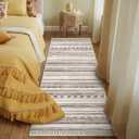 Runner Rug for Hallways Kitchen Rug 2'x 6' Washable Runner Rugs Non-Slip with Rubber Backing Soft Boho Carpet for Hallways, Laundry, Bedroom (Boho Grey 2'x 6')