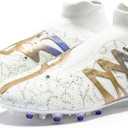 KELME Flash Laceless Soccer Cleats Men High-Tops Lightweight Soccer Shoes Outdoor Unisex Adult Youth Artificial Multi Ground (6.5, White Gold)