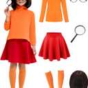 Halloween Costume for Girls - Deluxe Red Skirt Set with Wig, Magnifier Glasses, Socks & Accessories, XL(11-12Years)