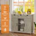 Viaozutis Storage Cabinet, Coffee Bar Cabinet with 2 Adjustable Shelves, 3 Drawers, and 2 Doors, for Bathroom, Kitchen, Living Room (Gray), 35.43"W x 31.49"H x 11.81"D