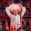 Haysandy Kids Mad Scientist Costume Crazy Physicist Costume Wig Lab Coat Glasses Mustache for 100th Day of School Cosplay