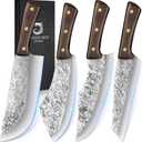 DRAGON RIOT Chef Butcher Knife Set for Meat Cutting, 4 Pcs Japanese Forged Chef Knives Set for Men and Women Gift for Men