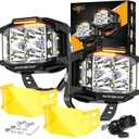 Auxbeam 4" 92W Cube LED Pod with Amber DRL, V-MAX Series Offroad Pod Lights with Side Shooter & Amber Covers, Offroad LED Cube Offroad Square Light 270Combo Beam Auxiliary Light for Truck Jeep ATV
