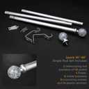 2 Pack Silver Curtain Rods for Windows 48 to 84 Inch, 1'' Heavy Duty Adjustable Drapery Rod with Unique Crystal Ball Finials, Modern Decorative Curtain Rod,Size; 30-88''