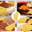 Yellow Checkered Oven Mittens, Heat-Resistant, Cute Checkered Oven Mittens,Oven Mitts and Pot Holders Sets for Baking, Grilling & Microwave Anti-Slip Silicone Kitchen Gloves 1 Pair 7 "x12.5