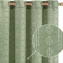 jinchan Boho Curtains Linen for Living Room Farmhouse Sage Green 84 Inch Length 2 Panels Bedroom Geometric Striped Light Filtering Window Drapes Grommet Country Curtains, Boho| Sage, W52 x L84