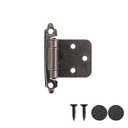 JQK 1/2 Inch Overlay Cabinet Door Hinges Black, 10 Pack 5 Pairs Flush Face Mount Cupboard Self-Closing Kitchen Cabinet Hinges with Door Bumper, CH200-BK-P10