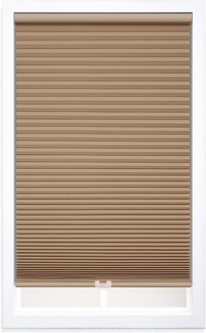 DEZ FURNISHINGS Cordless 1.5" Blackout Cellular Shade, 52"W x 48"H, Latte