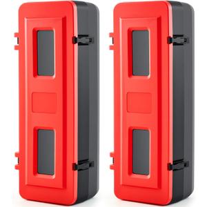 DoubleFill 2 Pcs 10 lb 20lb Fire Extinguisher Cabinet Box with Internal Rope Fastening and External Latch Sturdy Plastic Holder Case Vandal-Resistant Weatherproof Protect Outdoor (33 x 12 x 10 in)