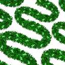 66 FT Artificial Christmas Garland Winter Shiny Tinsel Garland Green Metallic Twist Garland for Christmas Decor Mantle Fireplace Home