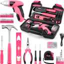 Drill Set,Cordless Drill,Small Tool Kit,112pc 3.6V USB Tool Set,Tool Kit for Dorm,Cordless & Rechargeable,Pink Home Toolbox for Women,DIY Toolbox