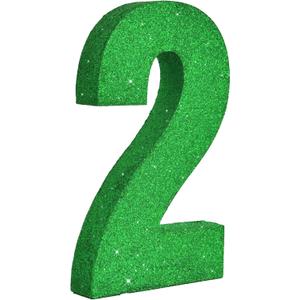 TONIFUL 7.8 Inch Green Glitter Number 2 Table Centerpiece 0-9 Birthday Party Decorations,Digit 2 for Birthday,Chrismas,Graduation,Bridal Shower,Valentine's Day,Anniversary Party Supplies