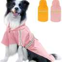 Dog Raincoat, Waterproof Windproof Dog Rain Jacket Adjustable, Rain Coat with Leash Hole, Reflective Strap Raincoat Poncho for Small Medium Large Dogs Outdoor (Reflection-Pink, M)