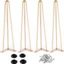 Osring 32 Inch Hairpin Table Legs with 1/2" Dia 3-Rods, Heavy Duty Metal Hairpin Furniture Leg for Coffee Table and Patio Bench, Gold Furniture Feet with Floor Protectors for Home DIY Project, 4 Pack