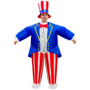Arokibui Inflatable Independence Day Costume Blow up American Flag Costumes Uncle Sam Patriotic Parade Suit Celebration Festival Halloween Suit