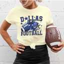 Vintage Football Shirt for Women Game Day Tshirt Sunday Funday Shirt Casual Football Season Short Sleeve Tops (Yellow, L)