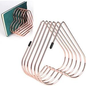 Watris Veiyi Files Folder Stand, Desktop Iron Storage Rack, Book Record Holder, Desktop Album Storage Rack, Vinyl Record Stand Holder, 5 Slot Heart Shaped File Holder for Desk (Rose Gold)