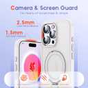 TIANLI Designed for iPhone 16 Pro Case with Magnetic Ring Stand [Compatible with Mag-Safe] [Military Drop Protection] Shockproof Translucent Phone Cover for iPhone 16 Pro 6.3",White