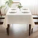 MikiUp Faux Linen Tablecloth - Slubby Textured Weaves Table Cloth for Rectangle Tables, Wrinkle Free Washable Fabric Table Cover for Dining, Farmhouse, Beige 60 x 84 Inch