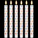 6 Pcs 4th of July Candles Independence Day Flameless Taper Candles Patriotic White Red Blue Star Wax American Battery Operated LED for Home Decoration(Star)