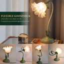 FVTLED Cute Flower Table Lamp, Bedside Vintage Flower Lamp with LED Bulb, 3 Colors Temperature Flower Lamp for Bedroom Living Room Bedside Desk Reading Lighting Table Lamps Home DecorationGreen