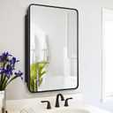 Recessed Medicine Cabinet with Mirror - Farmhouse Black Bathroom Storage Cabinet for Bathroom, Kitchen, Laundry Room | Rustic Modern Design, Soft-Close Hinges, Adjustable Shelves