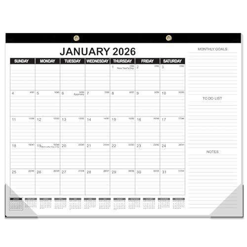 GuassLee Large Desk Calendar 2026,22" x 17" Desktop Wall Calendar 18 Months Planner Runs from Jan. 2026 to Jun. 2027 with Julian Date To-do & Notes Monthly Goals for School Home Office