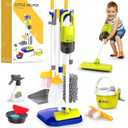 PUPU PIG Toddler Toys Cleaning Set, Kids Cleaning Toy Set, Pretend Play Home Cleaning Playset - Incl.Electric Toy Vacuum, Broom and Dustpan Set, Mop,Duster and More,Cleaning Tools Toys for Boys Girls